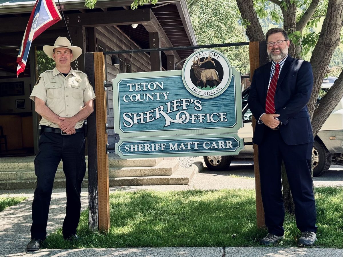 Sheriff Matt Carr outside the Teton County Sheriff's Office